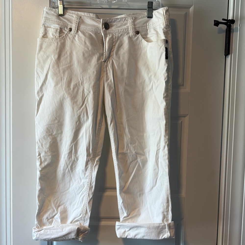 Silver Jeans White Ankle Cropped Denim